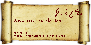 Javorniczky Ákos névjegykártya